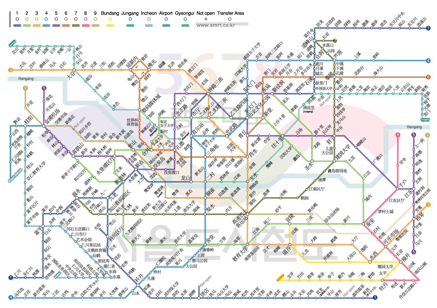 Seoul Korea Subway Map Korean English Japanese Chinese All